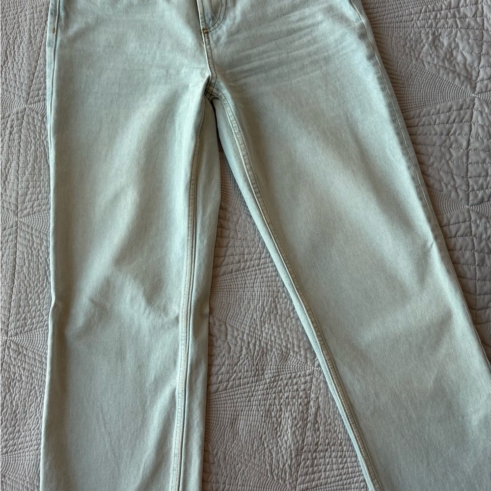 Zara Women's Light Green Straight Leg Jeans